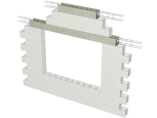 Bloques en "U" para formación de vigas de amarre horizontales y dinteles.
