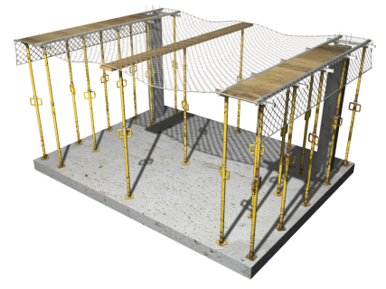 Red de protección bajo losa con sistema de cimbra parcial Red de protección bajo losa con sistema de cimbra parcial